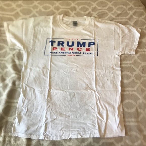 Gildan White Tee with Bold Blue and Red Print - Picture 3 of 4